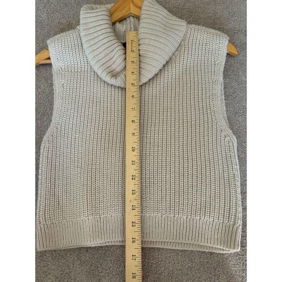 Sweater Vest S Chunky Sleeveless High Neck 100% Wool Old Money Quiet Luxury - Picture 3 of 6